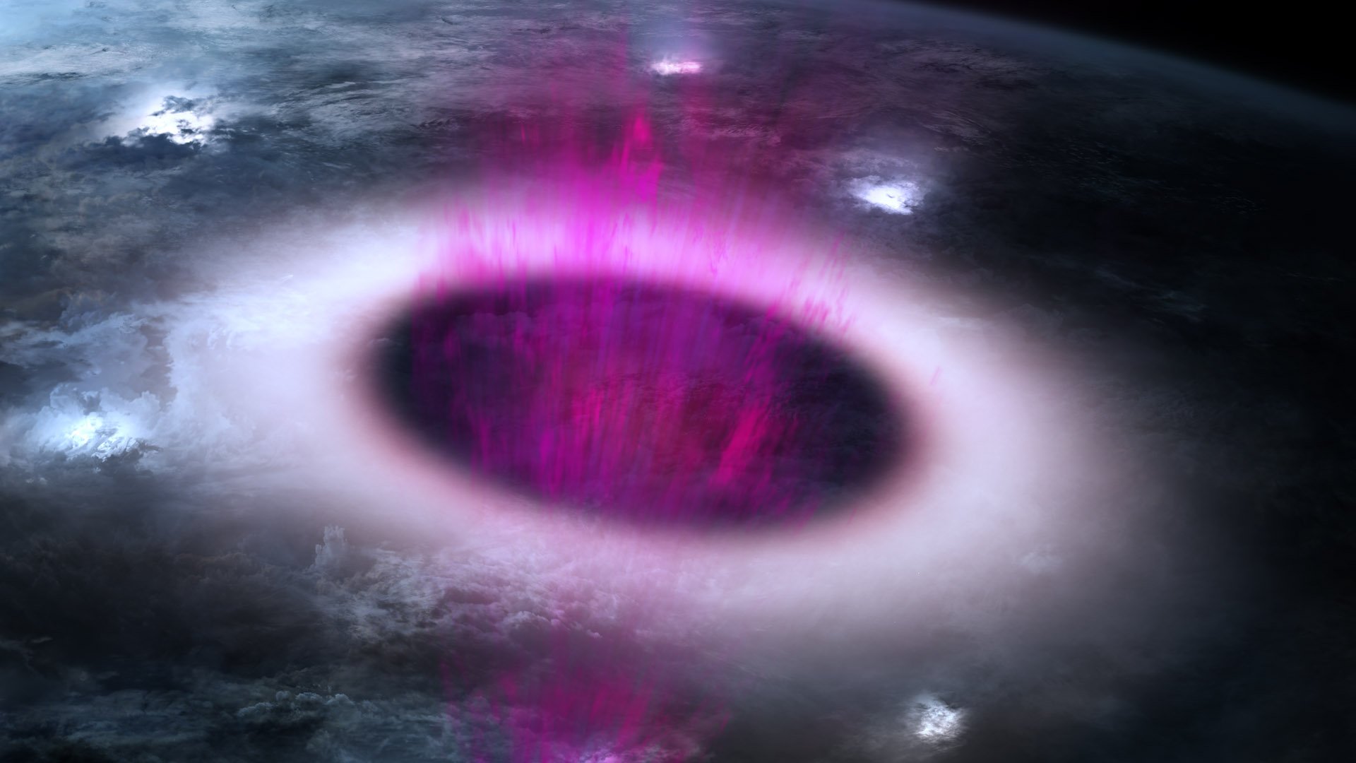 Vitenskapelig illustrasjon av gammaglimt i atmosfæren